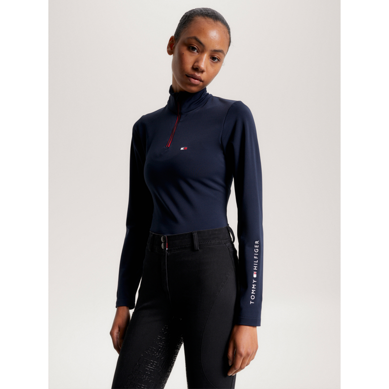 Tommy Hilfiger Women's 1/4 Zip Thermo Shirt - Desert Sky-2